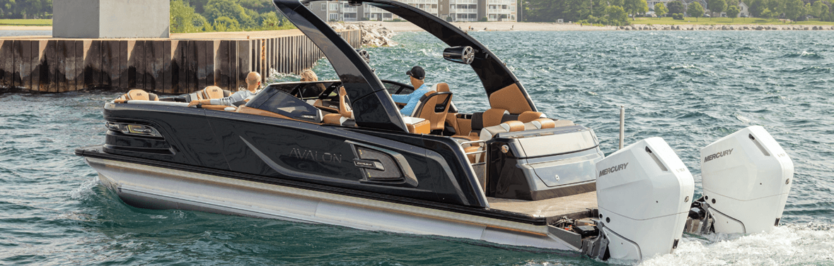 Avalon pontoon boat on the water