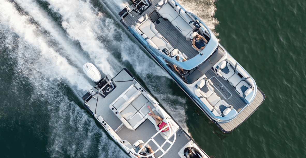Avalon pontoon boats viewed from above