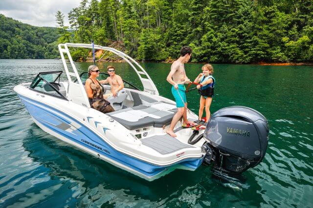 Family enjoying a Chaparral boat
